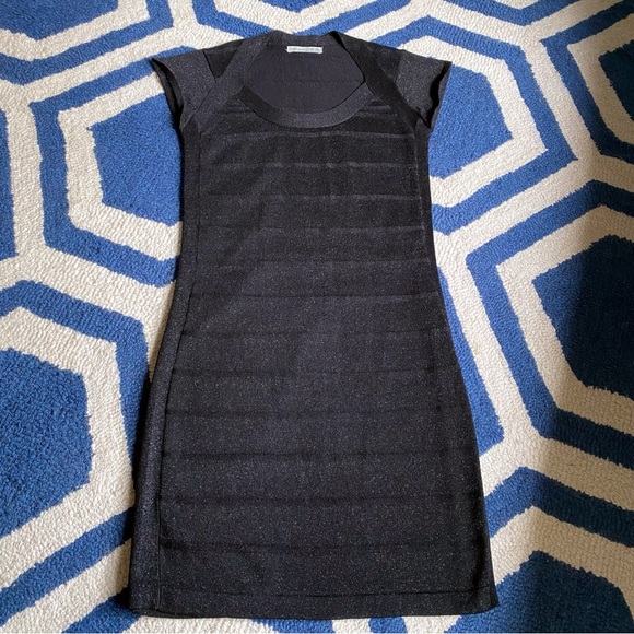🖤 ATMOSPHERE BLACK SHIMMER SHORT SLEEVE FITTED DRESS! - Picture 5 of 11